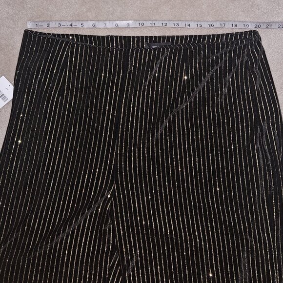 NEW Forever 21 Black Velvet Pants Metallic Gold Stripes Wide Leg Size 3X Holiday - Picture 8 of 16